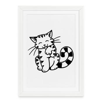 Cartoon Kitten - Framed poster (27 × 37 cm) - white - Front