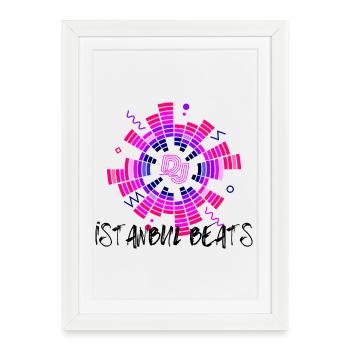 Disco Neon DJ Circle Design - Framed poster (27 × 37 cm) - white - Front