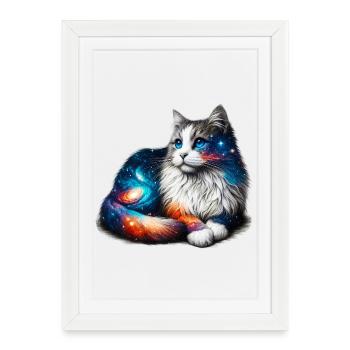 Chat - Affiche encadrée (27 × 37 cm) - blanc - Devant