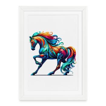 Cheval - Affiche encadrée (27 × 37 cm) - blanc - Devant