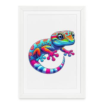 Gecko - Affiche encadrée (27 × 37 cm) - blanc - Devant