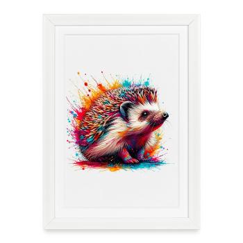 Hedgehog - Framed poster (27 × 37 cm) - white - Front