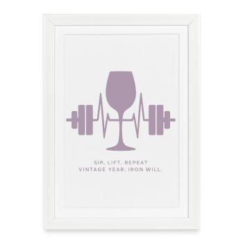 Plaisir et force : vin et poids - Affiche encadrée (27 × 37 cm) - blanc - Devant