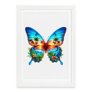 Papillon - Affiche encadrée (27 × 37 cm) - blanc - Devant