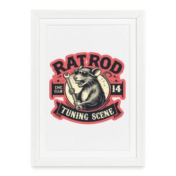 Ratsking Ratlook Shirt – Rustic Custom Style - Framed poster (27 × 37 cm) - white - Front