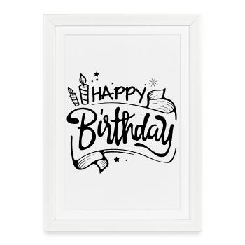 Bon anniversaire - Affiche encadrée (27 × 37 cm) - blanc - Devant