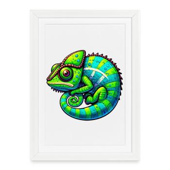 Caméléon - Affiche encadrée (27 × 37 cm) - blanc - Devant