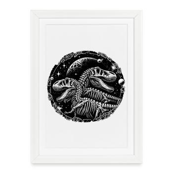 Black and white dinosaur skeletons for dinosaur fans - Framed poster (27 × 37 cm) - white - Front