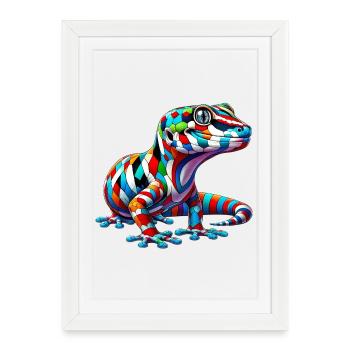 Gecko - Affiche encadrée (27 × 37 cm) - blanc - Devant