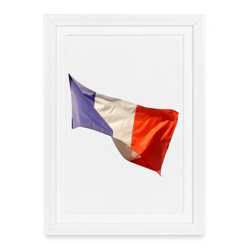 Bleu, blanc, drapeau rouge - Affiche encadrée (27 × 37 cm) - blanc - Devant