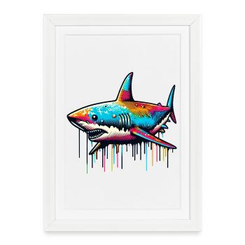 Shark - Framed poster (27 × 37 cm) - white - Front