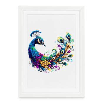 Paon - Affiche encadrée (27 × 37 cm) - blanc - Devant
