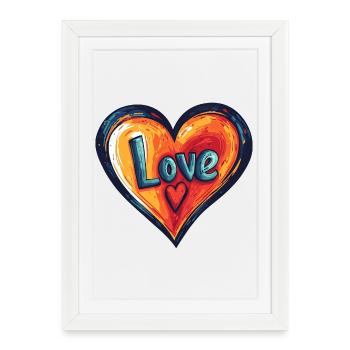 Design artistique coloré de cœurs d’amour - Affiche encadrée (27 × 37 cm) - blanc - Devant
