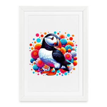 Puffin - Framed poster (27 × 37 cm) - white - Front