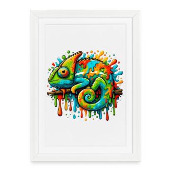 Caméléon - Affiche encadrée (27 × 37 cm) - blanc - Devant