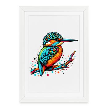 Martin-pêcheur - Affiche encadrée (27 × 37 cm) - blanc - Devant