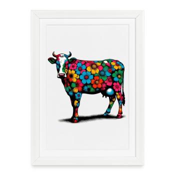 Vache - Affiche encadrée (27 × 37 cm) - blanc - Devant