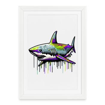 Requin - Affiche encadrée (27 × 37 cm) - blanc - Devant