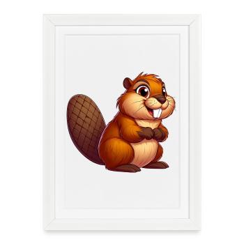 Castor - Affiche encadrée (27 × 37 cm) - blanc - Devant