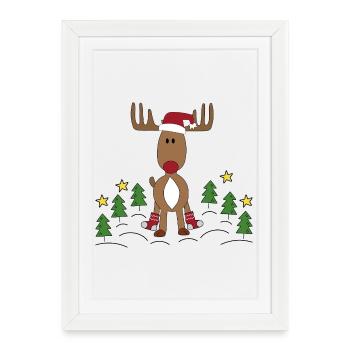 little moose for Christmas - Framed poster (27 × 37 cm) - white - Front