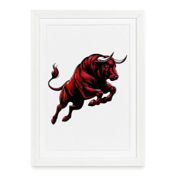 Taureau - Affiche encadrée (27 × 37 cm) - blanc - Devant