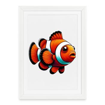 Poisson-clown - Affiche encadrée (27 × 37 cm) - blanc - Devant