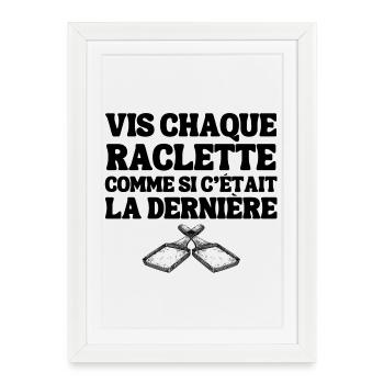 raclette, fromage, fromage fondu - Affiche encadrée (27 × 37 cm) - blanc - Devant