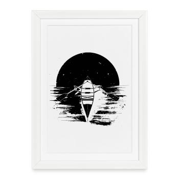 Dessin de bateau à rames - Affiche encadrée (27 × 37 cm) - blanc - Devant