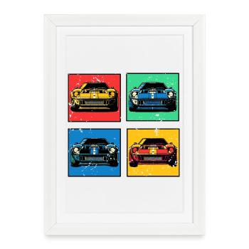 Retro Cars - Framed poster (27 × 37 cm) - white - Front