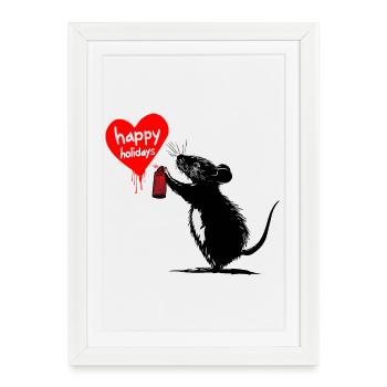 Holiday Rebel : Salutations de graffiti - Affiche encadrée (27 × 37 cm) - blanc - Devant