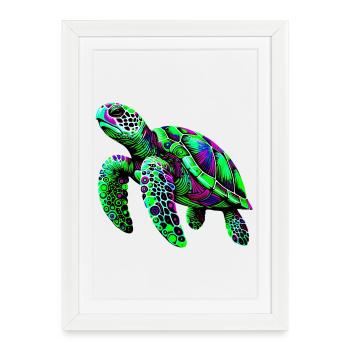 Tortue - Affiche encadrée (27 × 37 cm) - blanc - Devant