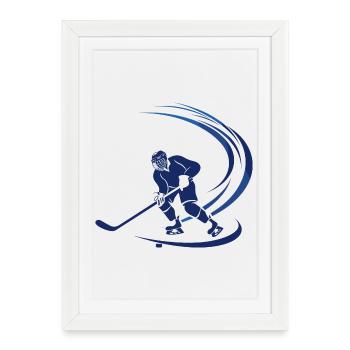 Dessin d’un joueur de hockey sur glace - Affiche encadrée (27 × 37 cm) - blanc - Devant