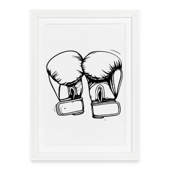 Dessin de gants de boxe - Affiche encadrée (27 × 37 cm) - blanc - Devant