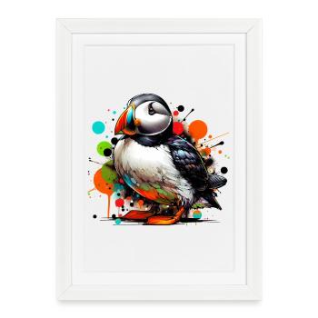 Puffin - Framed poster (27 × 37 cm) - white - Front