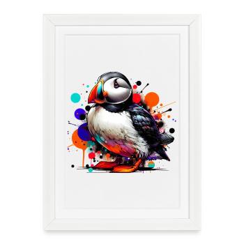 Macareux - Affiche encadrée (27 × 37 cm) - blanc - Devant