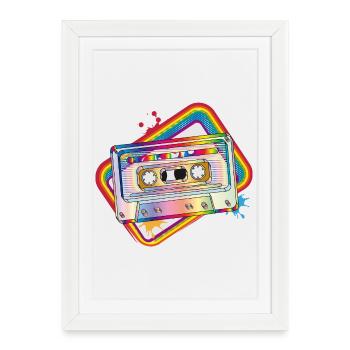 Retro Cassette – Colorful 80s Design - Framed poster (27 × 37 cm) - white - Front
