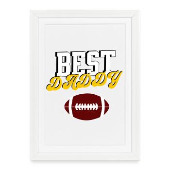 Meilleur Daddy Dad Dad Papa Cadeau de Football pour la fête des Pères - Affiche encadrée (27 × 37 cm) - blanc - Devant