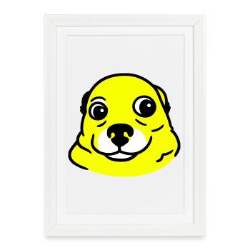 Anxious Dog in Pop Art Style - Framed poster (27 × 37 cm) - white - Front