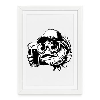 Fishing Beer Buddy - Framed poster (27 × 37 cm) - white - Front