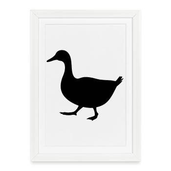Walking Duck Silhouette - Framed poster (27 × 37 cm) - white - Front
