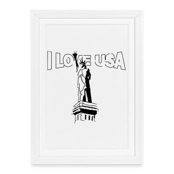I love USA with Statue of Liberty (Vector graphic) - Framed poster (27 × 37 cm) - white - Front
