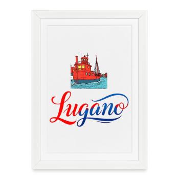 Lugano Port Souvenir - Framed poster (27 × 37 cm) - white - Front
