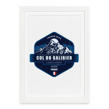  Col du Galibier,  Motorcycle Pass, Savoie, France - Affiche encadrée (27 × 37 cm) - blanc - Devant