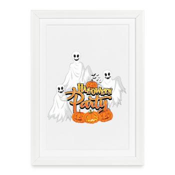 Halloween Party - Ghosts and Pumpkins - Framed poster (27 × 37 cm) - white - Front