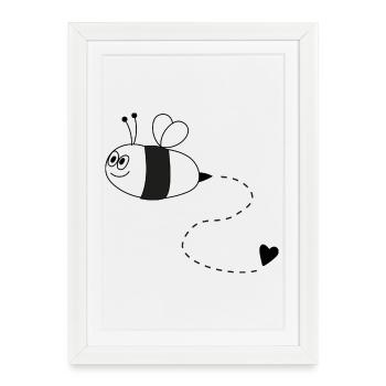 Bee with heart - Framed poster (27 × 37 cm) - white - Front