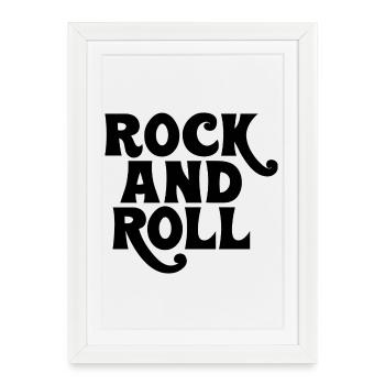 Rock'n'Roll-Logo mit fettem Logo - Gerahmtes Poster (27 × 37 cm) - Weiß - Vorne