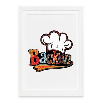 Bakery motif with baker's hat - Framed poster (27 × 37 cm) - white - Front