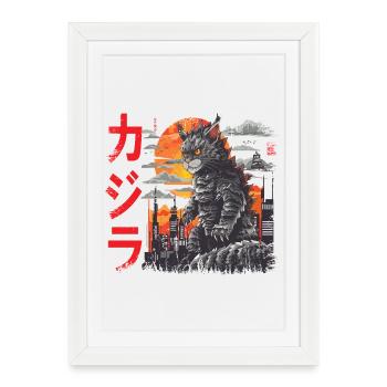Chat monstre japonais Kitty - Affiche encadrée (27 × 37 cm) - blanc - Devant
