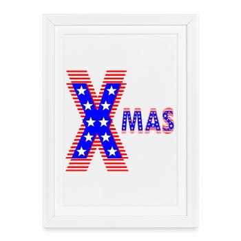 Patriotique américain Neon Design XMAS - Affiche encadrée (27 × 37 cm) - blanc - Devant