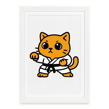 Cat fighter in karate suit - Framed poster (27 × 37 cm) - white - Front